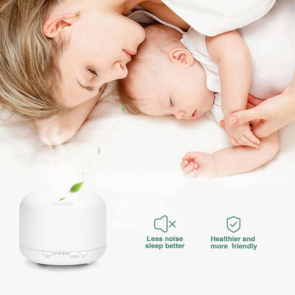 500ml Aromatherapy Essential Oil Diffuser, Ultrasonic Remote Control Cool Mist Fragrance Oils Humidifier, Electric Aroma Air Purifier for Home Bedroom 7 LED Color Lights, Timer, Auto Shut-Off (White)
