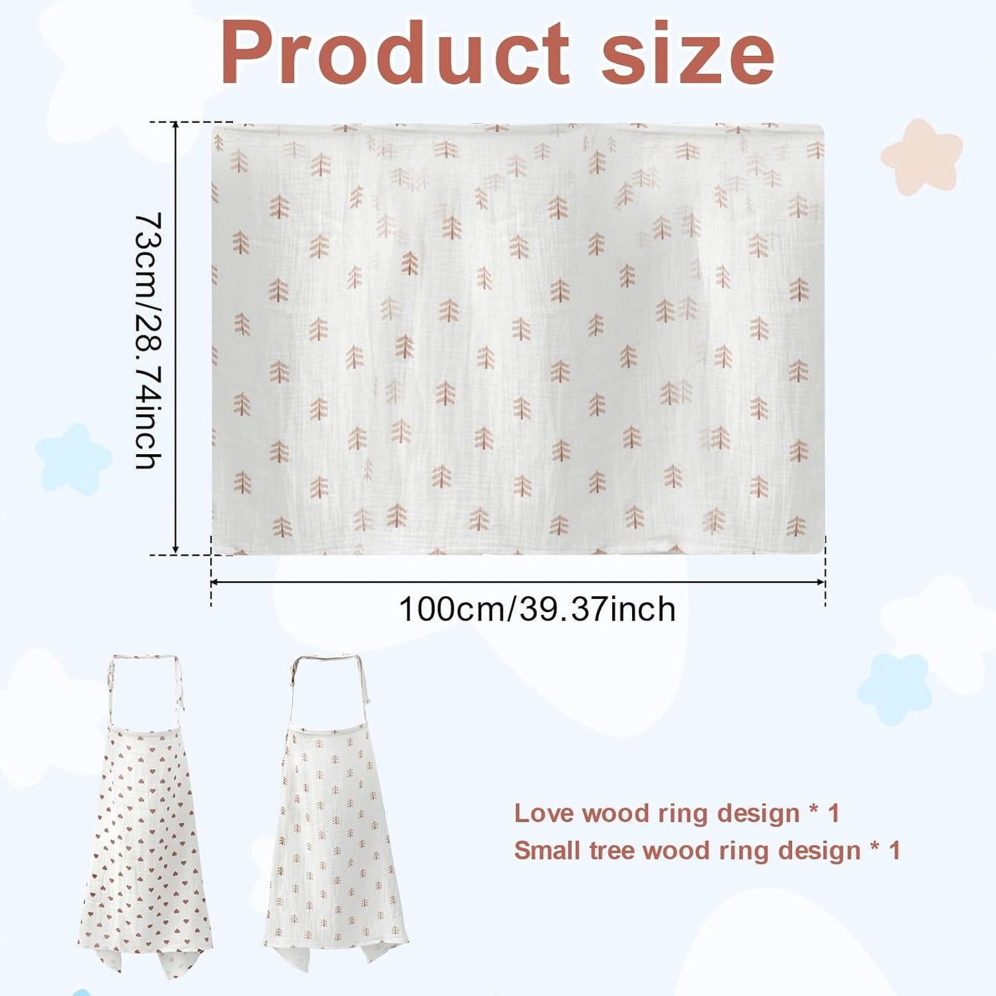 2Pcs Breastfeeding Cover Soft Breathable Cotton Baby Nursing Cover Adjustable Privacy Nursing Apron with Arch Neckline for Mum Home Travel