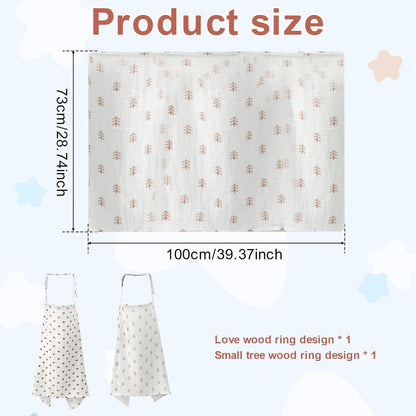 2Pcs Breastfeeding Cover Soft Breathable Cotton Baby Nursing Cover Adjustable Privacy Nursing Apron with Arch Neckline for Mum Home Travel