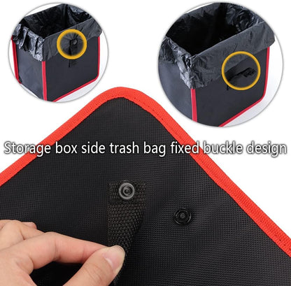 Car Trash Can,Hanging Waterproof Oxford Fabric Car Trash Bin with 7L Large Capacity,Multipurpose Car Accessories Car Organizer Car Garbage Bag for Keeping Interior Tidy (Black+Red)