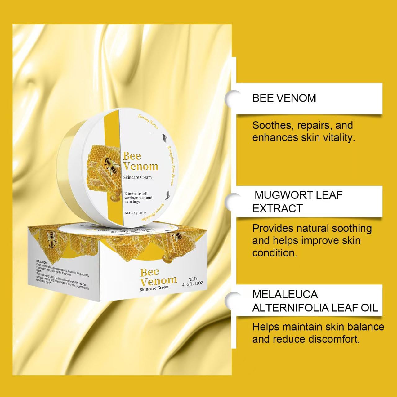 2Pcs Bee Venom Cream,Bee Venom Comprehensive Cream,Bee Venom Wart And Mark Removal Treatment,Face Moisturizer,Anti Inflammatory And Skin Nourishment Cream,Anti Aging Cream