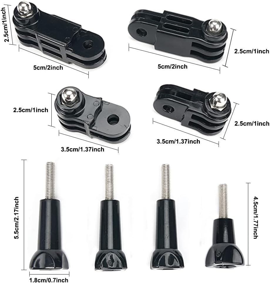 16 Pieces Adjustable Swivel Action Camera Accessories Attachment for GoPro Hero 10, 9, 8, 7, 6, 5, Xiaomi, Fusion, DJI OSMO, SJCAM, GoPro Pole Mount Motorcycle Helmet