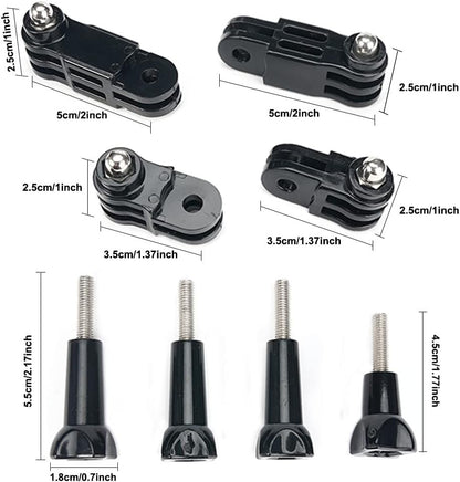 16 Pieces Adjustable Swivel Action Camera Accessories Attachment for GoPro Hero 10, 9, 8, 7, 6, 5, Xiaomi, Fusion, DJI OSMO, SJCAM, GoPro Pole Mount Motorcycle Helmet