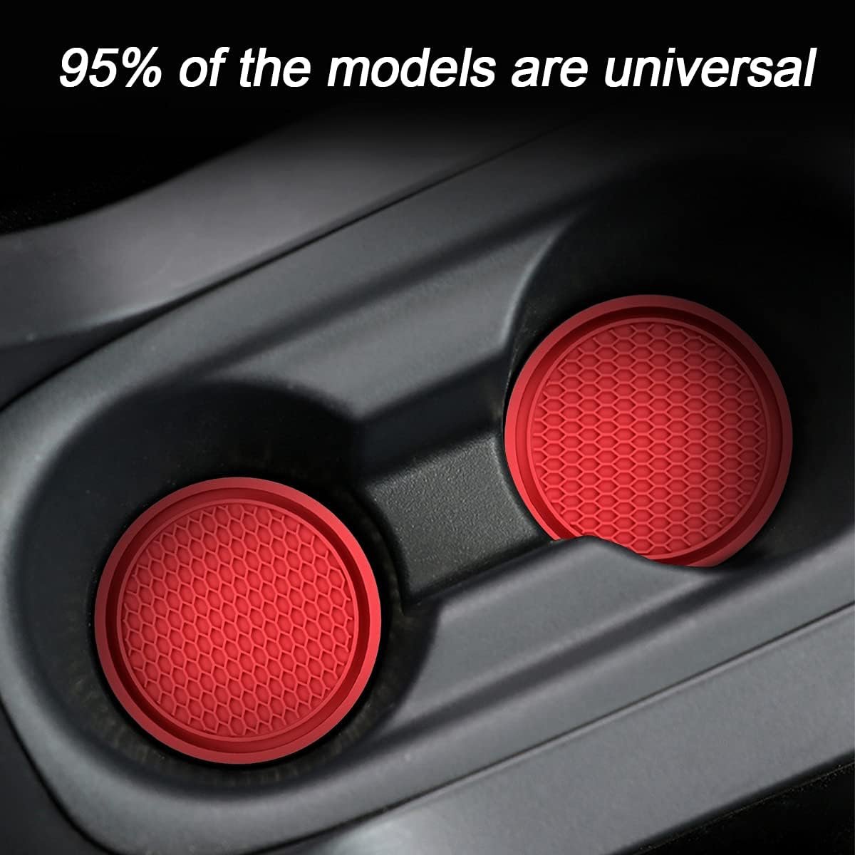 Car Cup Holder Coaster, 4 Pack 2.75 Inch Diameter Non-Slip Universal Insert Coaster, Durable, Suitable for Most Car Interior, Car Accessory for Women and Men (red)