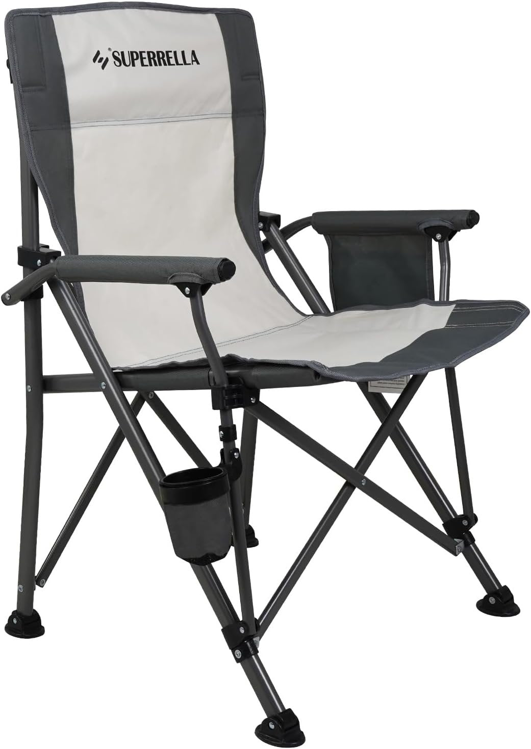Superrella Camping Chair Folding Portable Lawn Chair Comfortable Hard Arm Sturdy for Family Camp, Outdoor, Sports, Beach, Travel, Beige, Supports 300 lbs