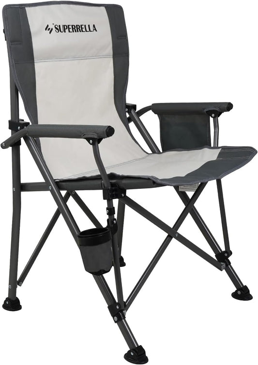 Superrella Camping Chair Folding Portable Lawn Chair Comfortable Hard Arm Sturdy for Family Camp, Outdoor, Sports, Beach, Travel, Beige, Supports 300 lbs