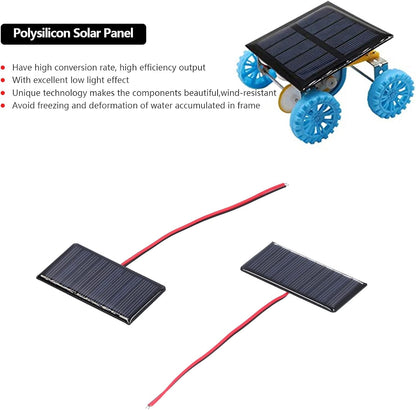 2 Pcs Small Solar Panels, 5V 0.3W 60MA 68x36mm, Micro Mini Polycrystalline Cells for Light, Phone Charger, Flashlight
