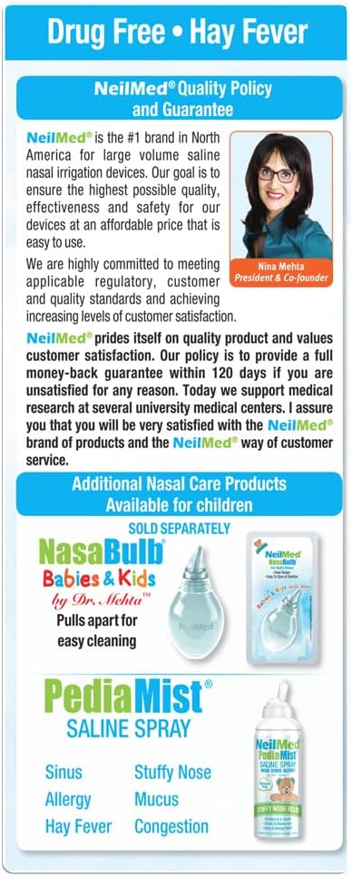 Neilmed's Sinus Rinse, Pediatric, Complete Saline Nasal Rinse Kit 60 Premixed Packets