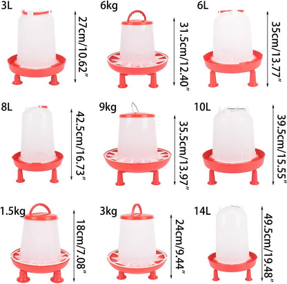 YS0911 Chick Waterer Kits for Chick HenQuail Hanging Poultry Waterer Fountain Large Capacity Water Bowl for Outdoor Farm Coops Chicken Watering Supplies, 3L