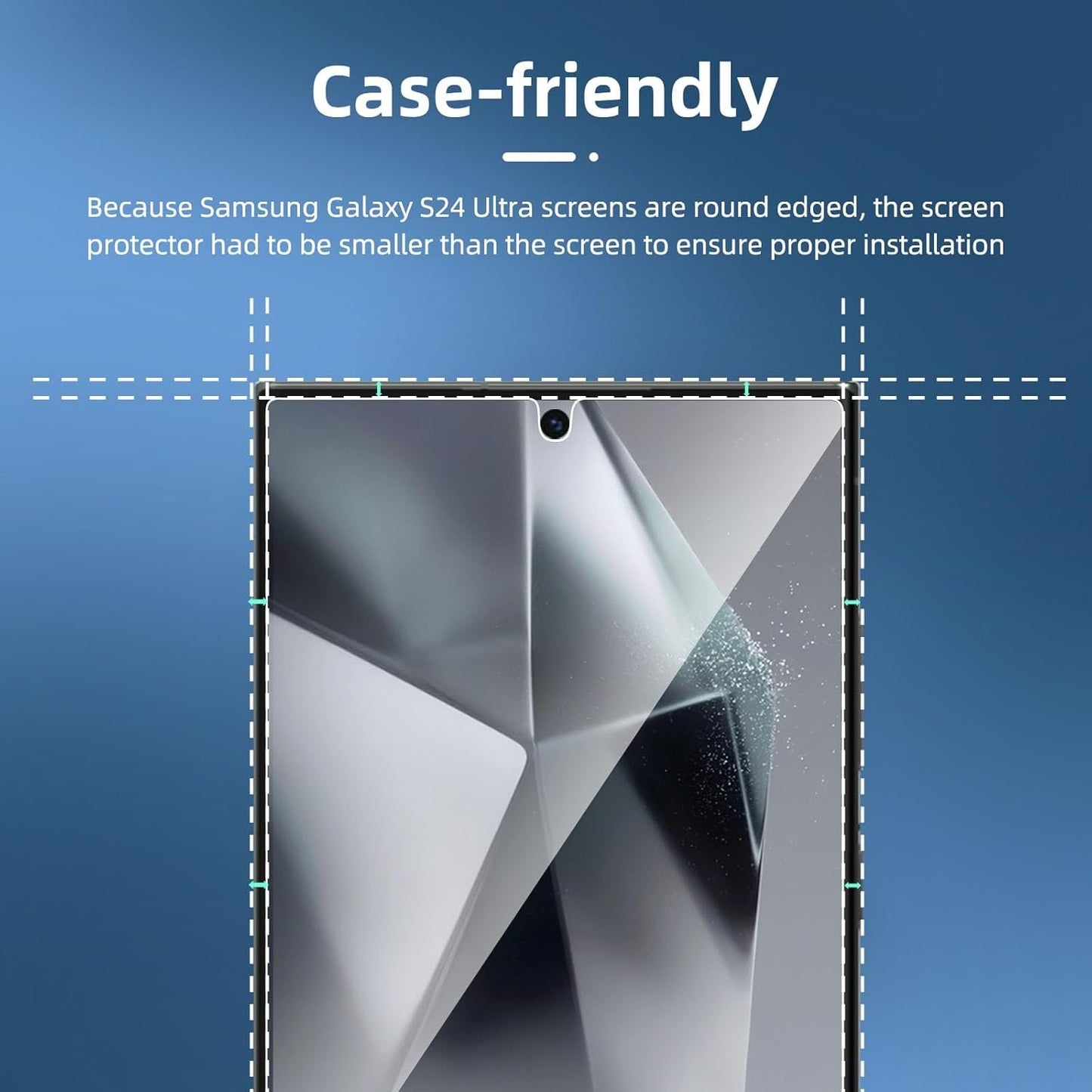 NEW'C 3 Pack Designed for Samsung Galaxy S24 Ultra (No for S24/S24 Plus) Screen Protector Tempered Glass,Case Friendly Scratch-proof, Bubble Free, Ultra Resistant