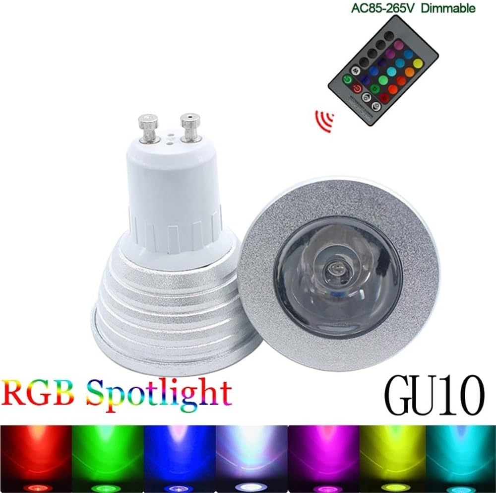 lampadine 10-Pack, LED RGB Spotlight GU10/E27/E14/GU5.3 AC85-265V 3W LED Magic Light with IR Remote Control, MR16 DC12V Smart IC Lighting(E14 85-265V)