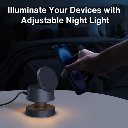 iVANKY for iPhone 16 Pro Max 4 in 1 Wireless Charging Station Cube with Night-Lamp for MagSafe Magnetic Charger, 22.5 W Travel Stand, 3 in 1 Fast Charge for Apple iWatch Ultra, Airpods（Midnight Blue）