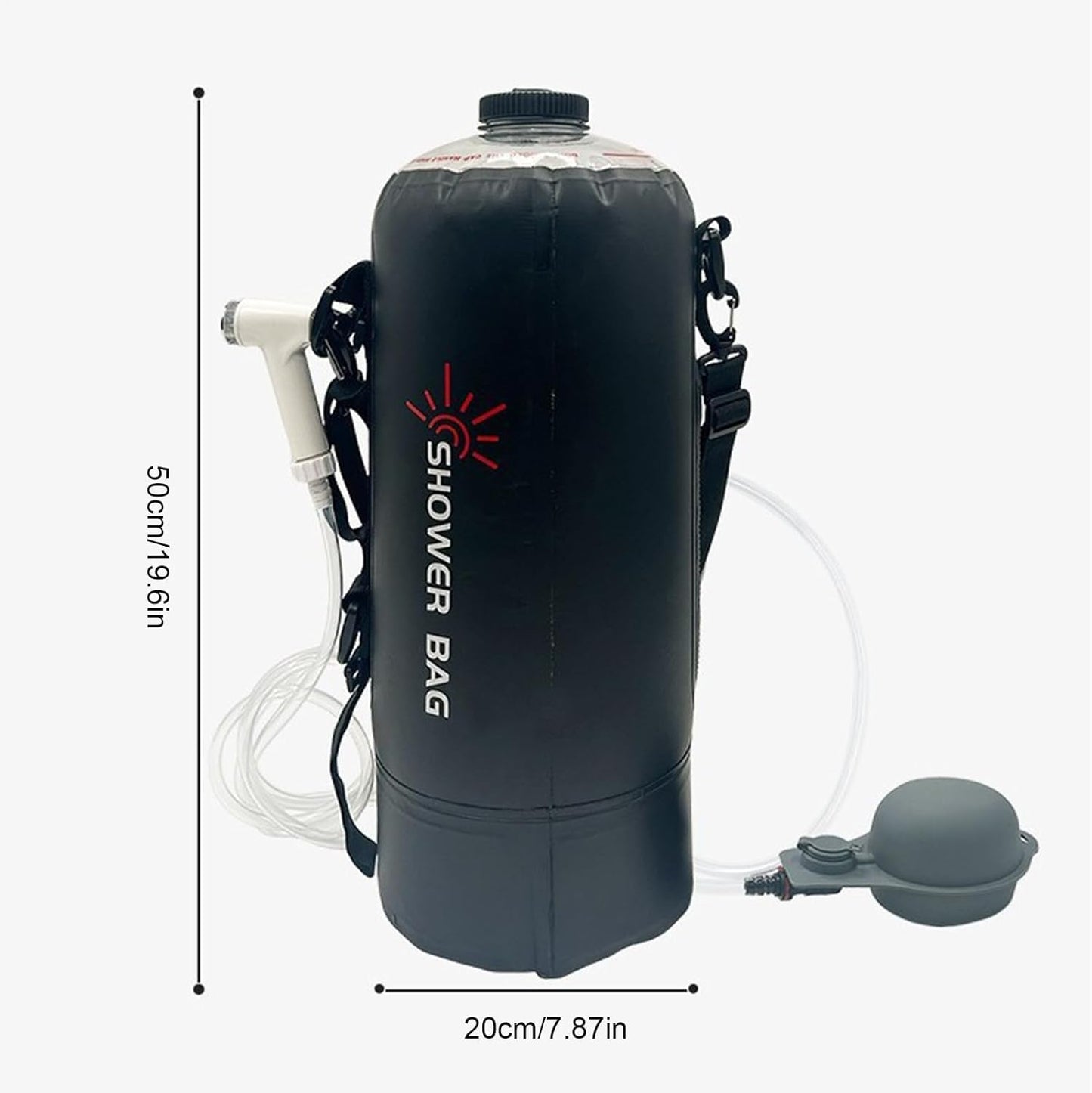 Camping Shower Bag, Foldable Portable Camp Shower Bag, 12L Solar Heating Tool Kit with Removable Hose & Showerhead, Hiking Gear for Beach Trips, Swimming, Travel, Outdoor Use