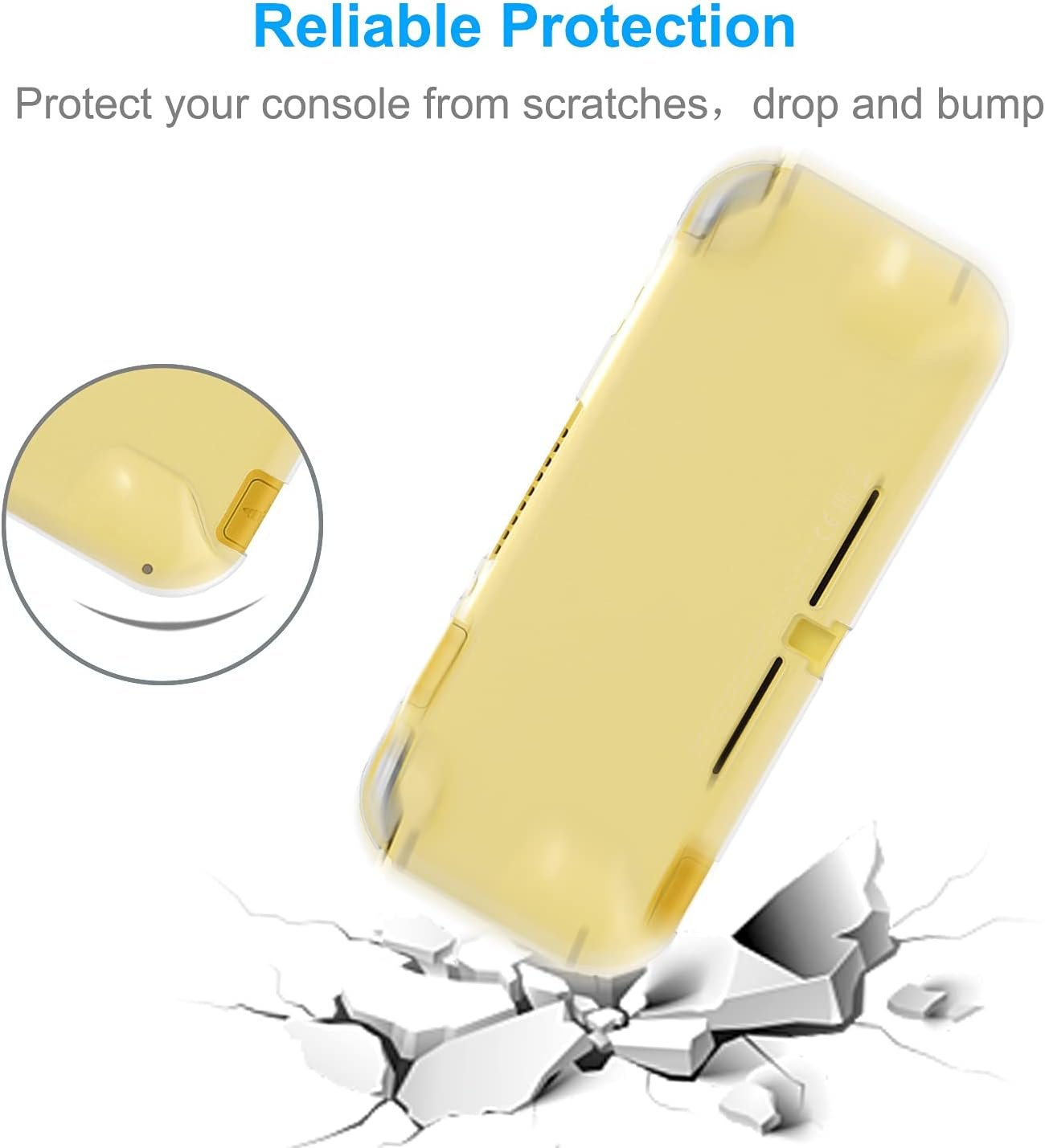 Case for Nintendo Switch Lite Accessories, YUANHOT Portable Travel Bag for Switch Lite Games Protective Case & Tempered Glass Screen Protector & 6 Thumb Grip Caps - Black