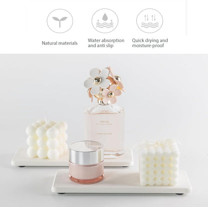 NiuYichee 2 PCS Bathroom Vanity Trays(8.66" * 3.15"), Diatomite Coasters, Kitchen Sink Soap Dish, Water Absorbing Stone Used for Hand Soap & Plants & Cosmetic Bottles in The Modern Home