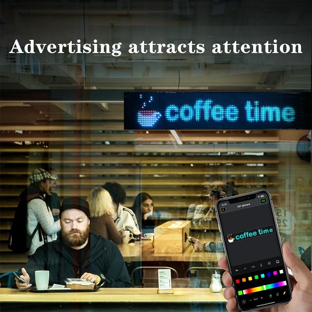 Devil Eyes Light for Car, LED Matrix Pixel Panel Car Sign, RGB Lighting Graffiti Scrolling Board, Windshield Advertising Bluetooth Smart App Control Scrolling Led Display Board for Shop Car Bar