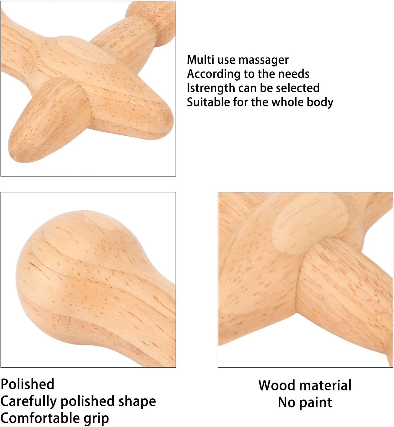 Point Massager Tool, Wood Deep Tissue Acupressure Massage Tools for Full Body Relaxing, Handcrafted Thumb Saver Massager Point Massager