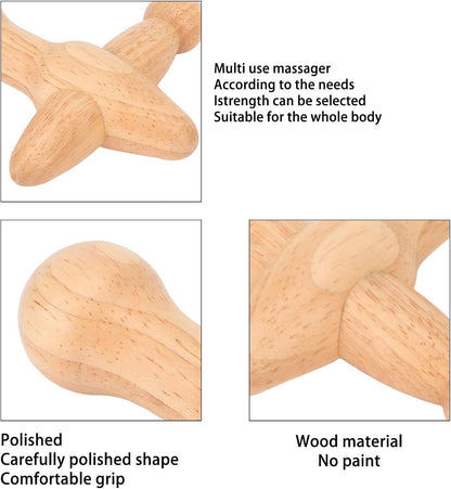 Point Massager Tool, Wood Deep Tissue Acupressure Massage Tools for Full Body Relaxing, Handcrafted Thumb Saver Massager Point Massager