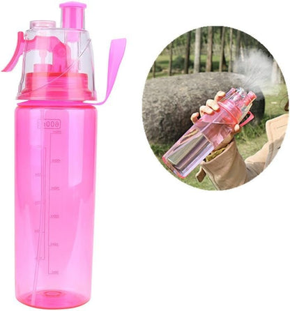 Mist Spray Water Bottle 600ml Portable Sport Water Bottle Anti-Leak Drinking Cup with Mist Hydration