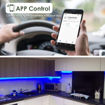 LED Smart Under Cabinet Ligts RGB Multi Color Compatible with Alexa, Google Home Voice Controlled Under Counter Strip Light App Control (6 Lights Bar Kit)