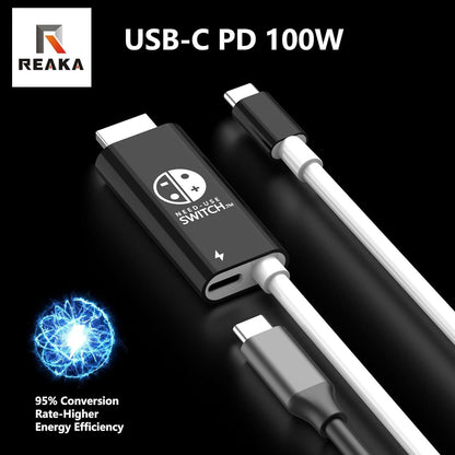 RREAKA Portable Switch Dock USB C to 4K HDMI Conversion Cable for Nintendo Switch/Switch OLED, TV HDMI Adapter Cable Compatible with Nintendo Switch, Steam Deck, Laptop,Tablet, Mobile Phone