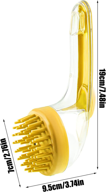 Dog Bath Brush, Pet Massage Brush with Shampoo Dispenser, Reusable Silicone Bristles, Gentle Cat Comb Cleaner, 7.48x2.76x3.74 Inches, Ideal for Small Animals, Kitten, Puppy
