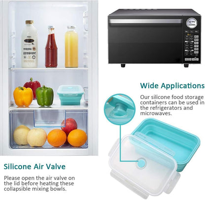 Alimat PluS 40.5oz Silicone Food Storage Containers with Lids, 4 Pack Set 1200ml Collapsible Meal Prep Lunch Containers, Microwave, Freezer and Dishwasher Safe
