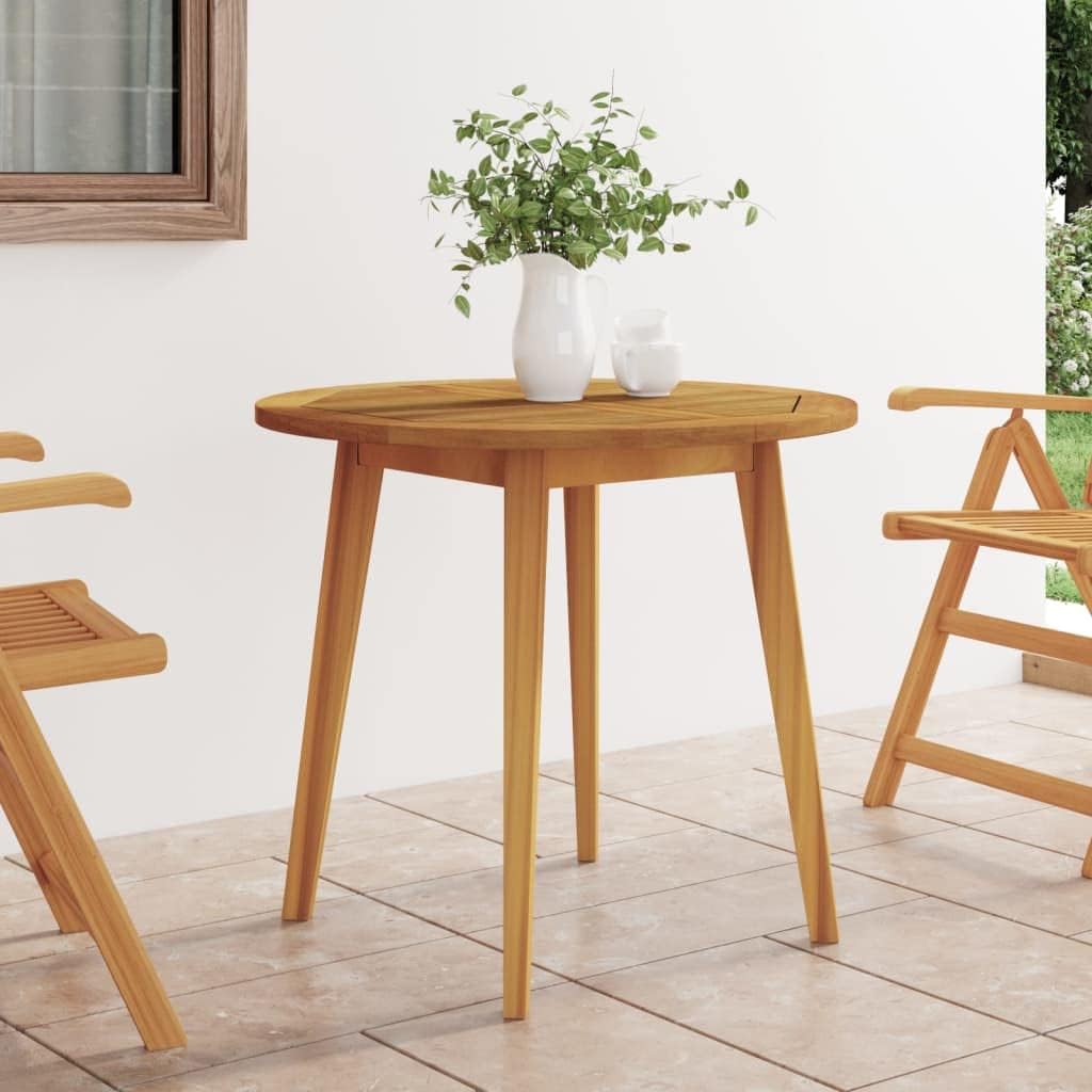 'vidaXL Garden Table in Solid Acacia Wood - Round Outdoor Dining Table Suitable for Patio, Deck or Garden - Brown