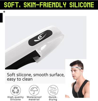HiRui Sports Silicone Sweatband, Headband with Sweat-Guiding Channels Away from Eyes, Soft and Flexible, Universal Fit with Elastic Strap, Helmet-Compatible