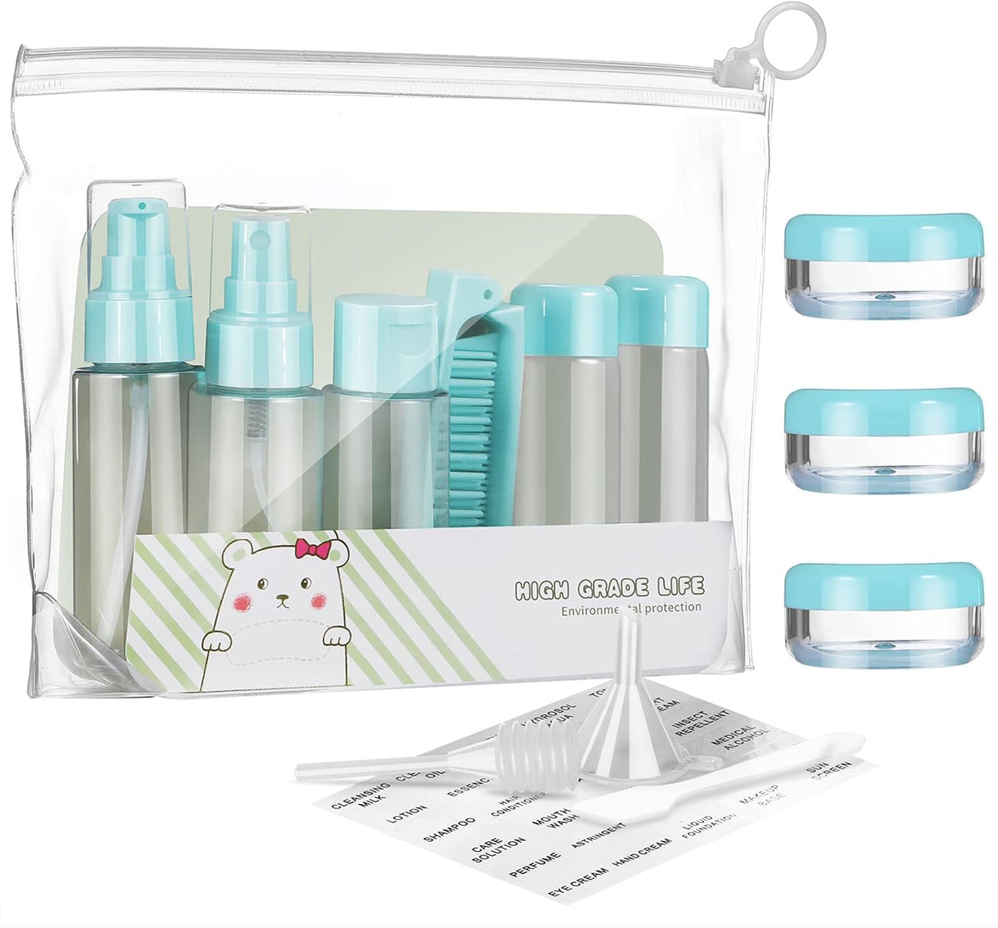 Tsa Approved Travel Toiletry Bottles Leakproof Containers Kit (BPA FREE) Travel Accessories Travel Bottles 12 Count Green-12