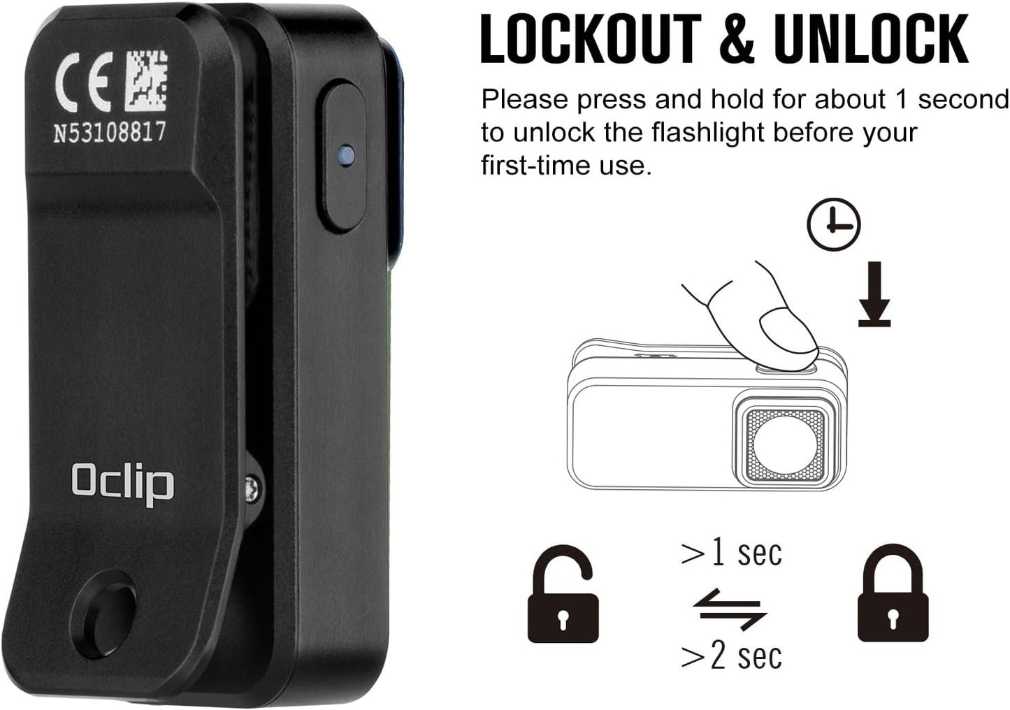 OLIGHT Oclip EDC Flashlight with Magnetic, Dual Light Sources 300 lumens Rechargeable Pocket Light, Easy to Attach and Clip-on for Hiking, Camping, Emergency, and Daily Use(Black)