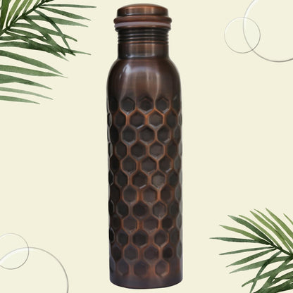 HYGGE 34oz (1L) Pure Copper Water Bottle – Leak-Proof Ayurvedic Copper Bottle for Drinking – Antique Hammered Design – Ideal for Yoga, Gym, Fitness & Outdoor – Natural Wellness Benefits