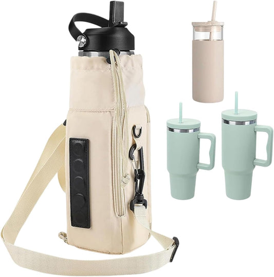 Bottle Carrier, Water Pouch, Magnetic Opening Storage Bag Outdoor Gear, Multifunction Drink Holder Phone Pocket Organizer, Strap regolabile per campeggio Beach Travel