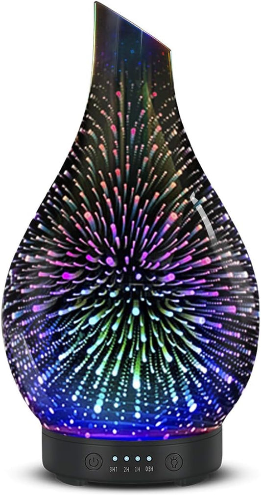Essential Oil Diffuser 120ML Aroma Ultrasonic Humidifier with Handmade Glass BPA Free Waterless Auto-Off Timer Setting for Home Yoga Office