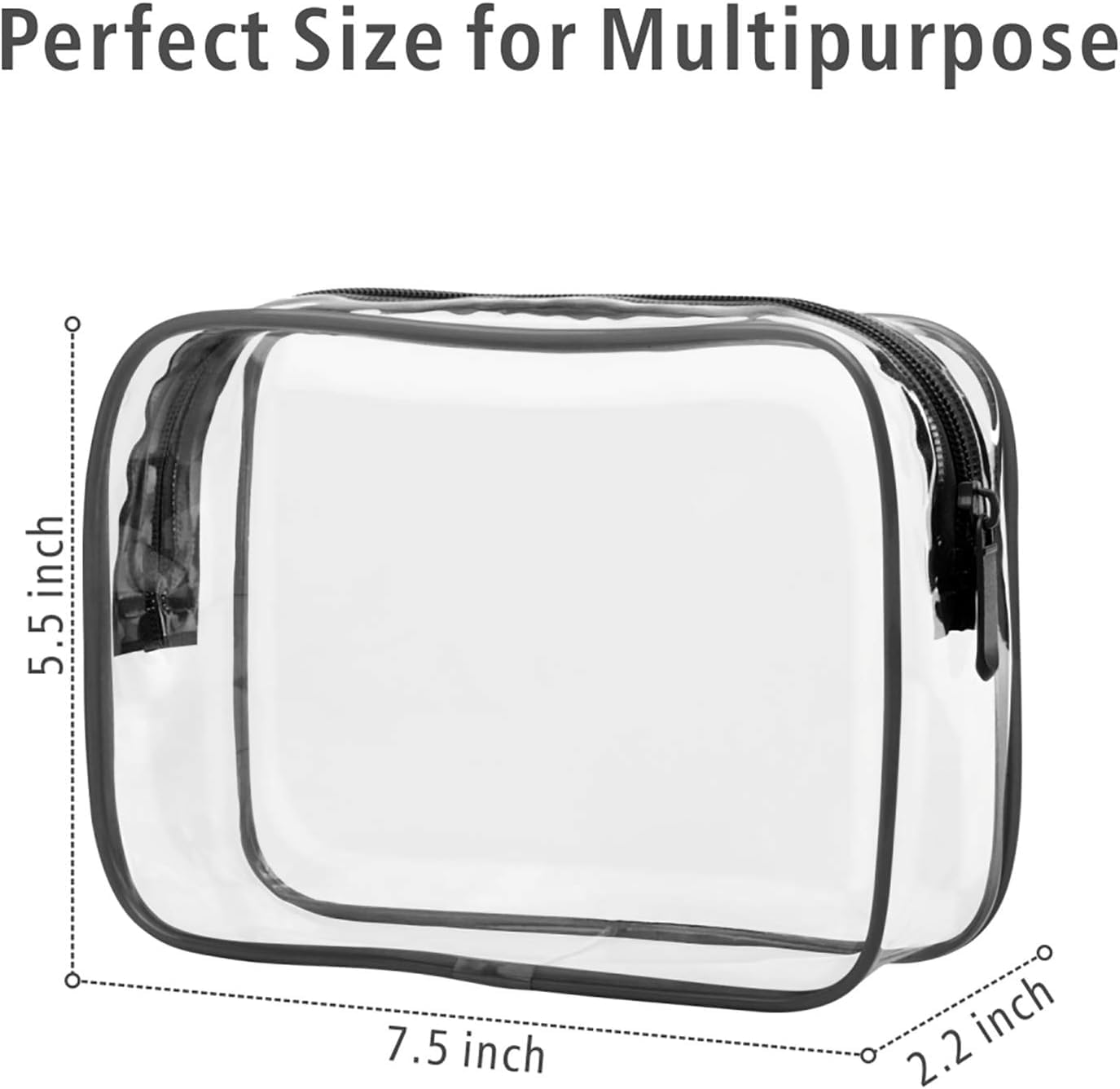 3 Pack Clear Toiletry Bag,TSA Approved Toiletry Bag, Clear Makeup Bag Waterproof Quart Size Bag, Travel Makeup Cosmetic Bag for Women Men, Carry on Airport Airline Compliant Bag (Black)