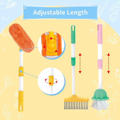 Detachable Kids Cleaning Toy Set - Broom, Mop, Dustpan, Brush, Rag Play, Housekeeping Kit, STEM Really Clean Toys Educational Toddler Pretend Play Toy Gift for Boys Girls-15PCS