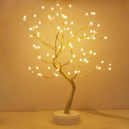 Kinamy LED Tree Table Lamp Operated Battery and USB Power Supply Plug-in Light Trees Copper Decorative Adjustable Branches Lights Desk Lamp Night Light 108 Lights