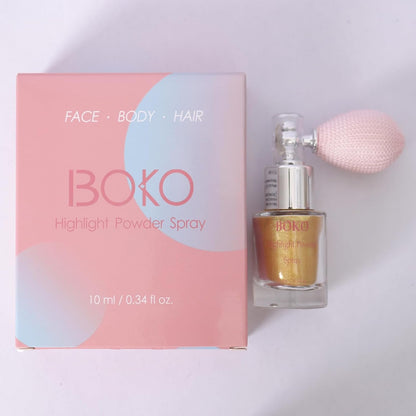 Boko Highlighter Powder Spray, Cosmetic Body Shimmer Spray High Gloss Diamond Highlight Glitter Powder Makeup Sparkle Glitter Hairspray Rave Accessories for Women Face Paint Hair Clothes