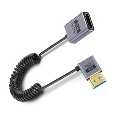 QMQJIA 8K Video Cord 2.1 Version Coiled Extension Cable 1080P 60Hz 48Gbps for 1080p Video Streaming Line Extension Line