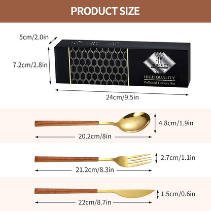 Cutlery Set, 15-Piece Stainless Steel Utensil Set, Flatware Set Service for 5 Use for Home & Restaurant with Gift Box, Gold