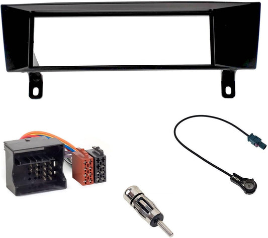 Audioproject A402 – 1 DIN Car Radio Fascia Assembly Kit for BMW 1 Series (E87) 3 (E93) X1 (E84) Z4 (E90) Car Radio Frame ISO Adapter Car Radio Antenna Adapter Black