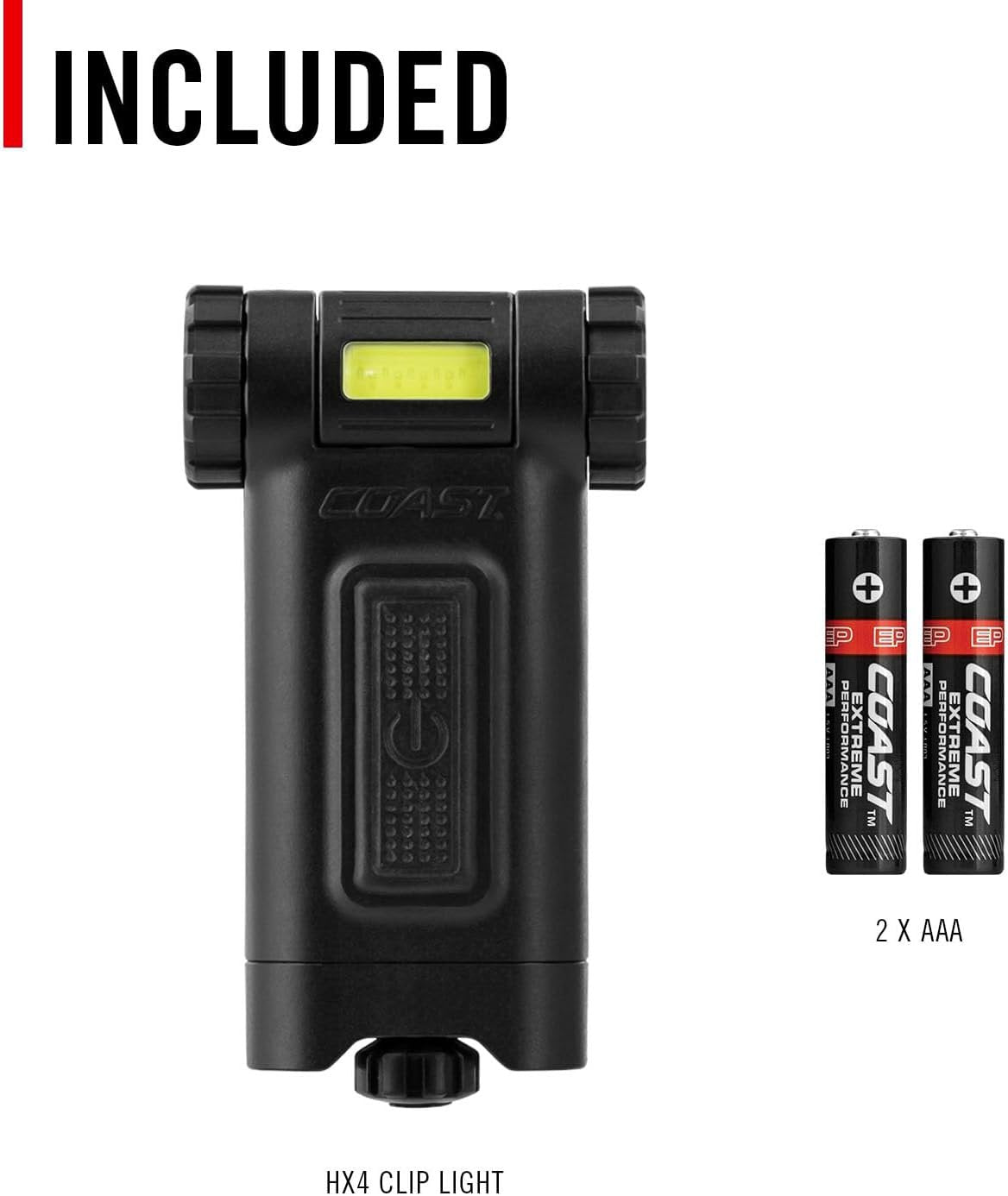 Coast HX4 80 Lumen Dual Color (White & Red) Magnetic LED Clip Light with Beam Rotation, Black