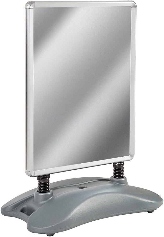 tectake® A1 Advertising Display Stand, Double-Faced, Aluminium Frame Holder, Sturdy Plastic Stand, Fillable, 2 Protective Films Against Weather and Dirt