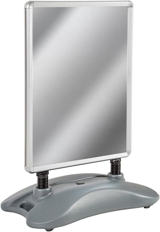 tectake® A1 Advertising Display Stand, Double-Faced, Aluminium Frame Holder, Sturdy Plastic Stand, Fillable, 2 Protective Films Against Weather and Dirt