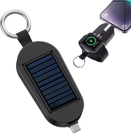 Solar Charger Keychain - 3000mah Portable Solar Powers Bank | Type C Charger Solar Keychain Powers Bank with Wireless Charging, Solar Powered Keychain Powers Bank Type C
