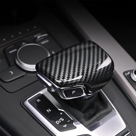 AUTO-P Suitable for Audi 2017-up A4 A5 S5 RS5 Q7, 2018-up Q5 Shift knob Cover Shell Interior Modification (ABS Carbon Fiber Plaid) (A)