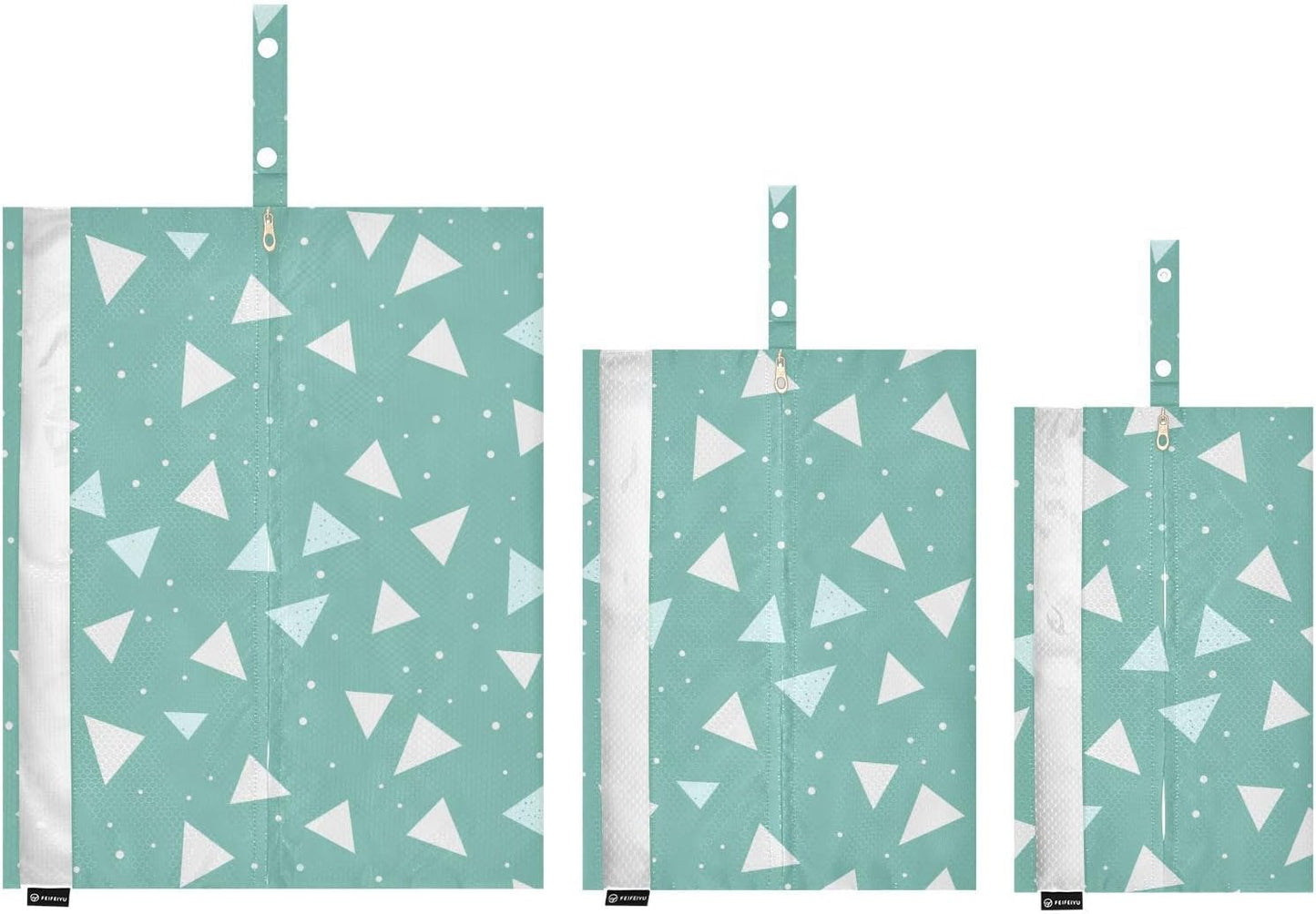 Green Cute Triangle 3 Set Packing Travel Bags Waterproof Compression Bags For Travel Clothing Storage Bag Bedroom Storage And Organization