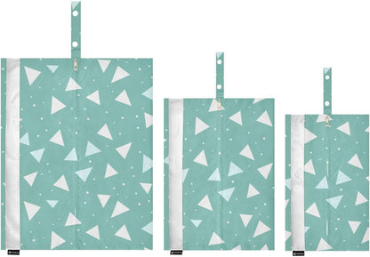 Green Cute Triangle 3 Set Packing Travel Bags Waterproof Compression Bags For Travel Clothing Storage Bag Bedroom Storage And Organization