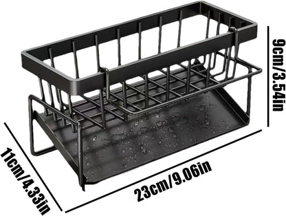 Sink Storage, Sponge Holder, Rust Resistant Easy Installation Modern Aesthetic Durable Vertical, Kitchen Storage for Towel, Soap, Scrubbers, Brushes, 9.06x3.54x4.33inches