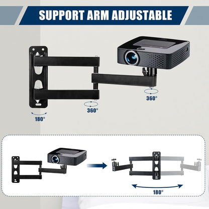 letuxaamz Wall Projector Stand, Three Arms Metal Multi-Angle Adjustable Projector/Monitor Mount with 1/4 Inch Screw Interface Articulated Arm